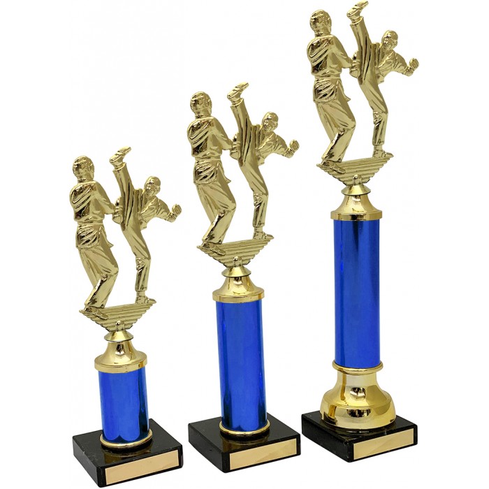 AXE KICK METAL KARATE TROPHY  - AVAILABLE IN 3 SIZES